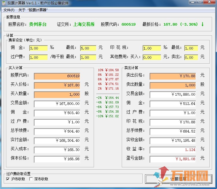 股票计算器 - 散户炒股必备计算软件