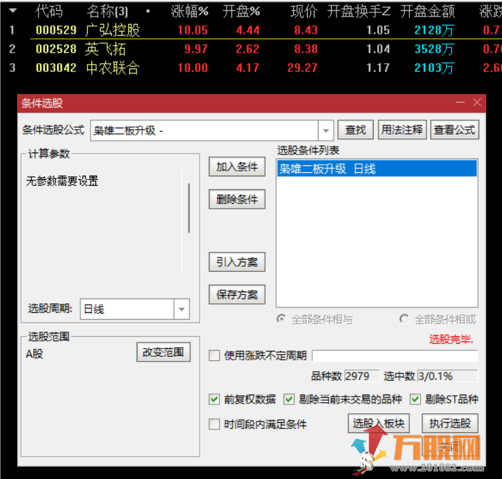 枭雄抓二板升级优化  通达信副图/排序 选股 