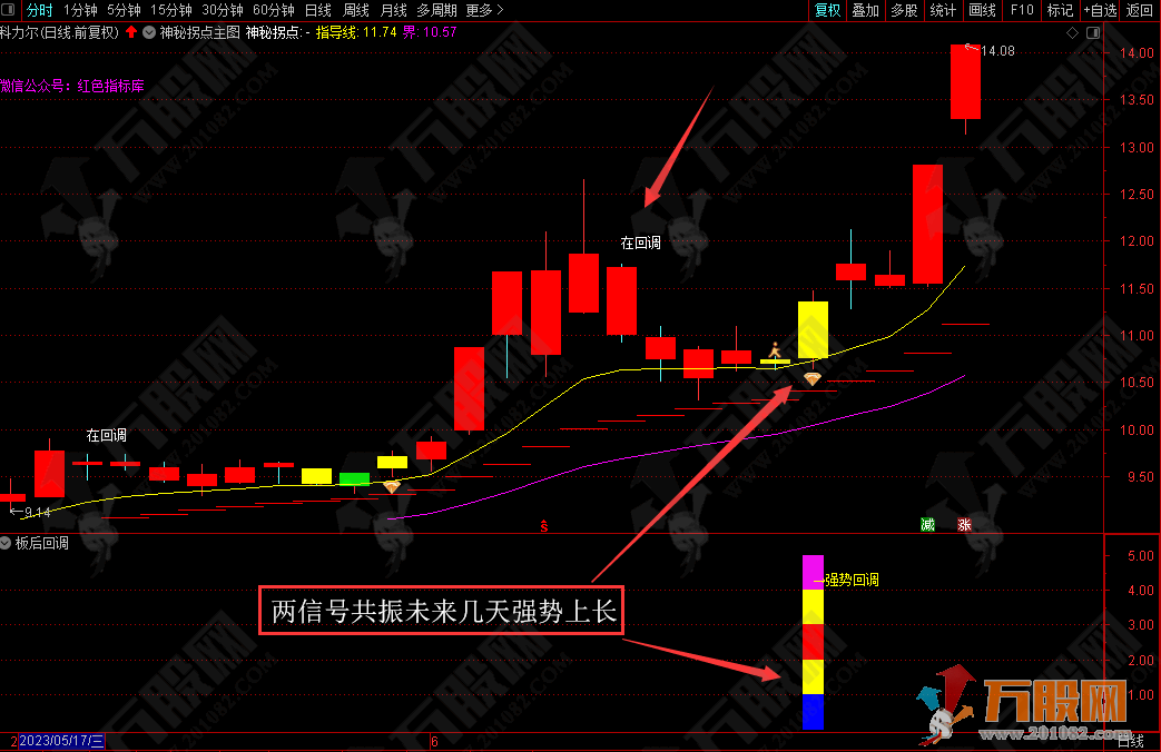 通达信【板后回调】幅选指标 二次启动的买点实战指标