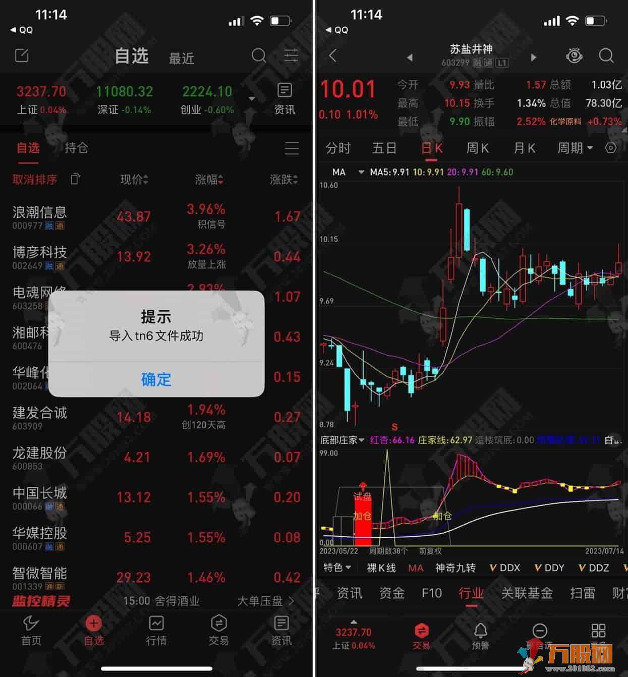 通达信【底部庄家线】分析庄家拉升信号的幅图指标