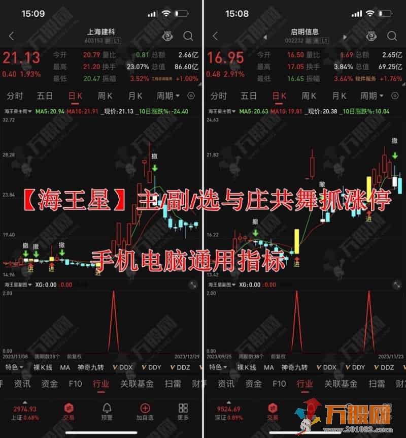 【海王星】主/副/选与庄共舞抓涨停 短线回调买入预警指标套装 支持手机版