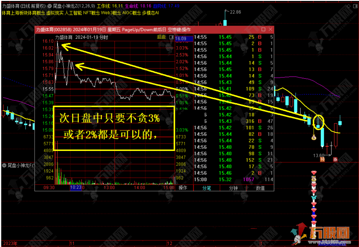 通达信《尾盘小神龙》套装指标，稳健尾盘T+1次日套利战法！