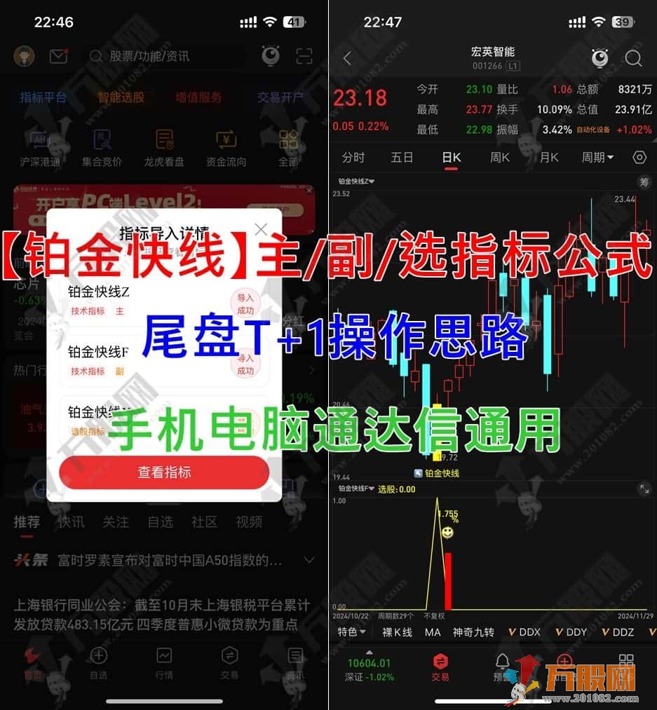 【铂金快线】主副选指标 信号设计不追涨，遵循尾盘T+1高胜率操作思路，手机电脑通用无未来函数 ... ... ... ...