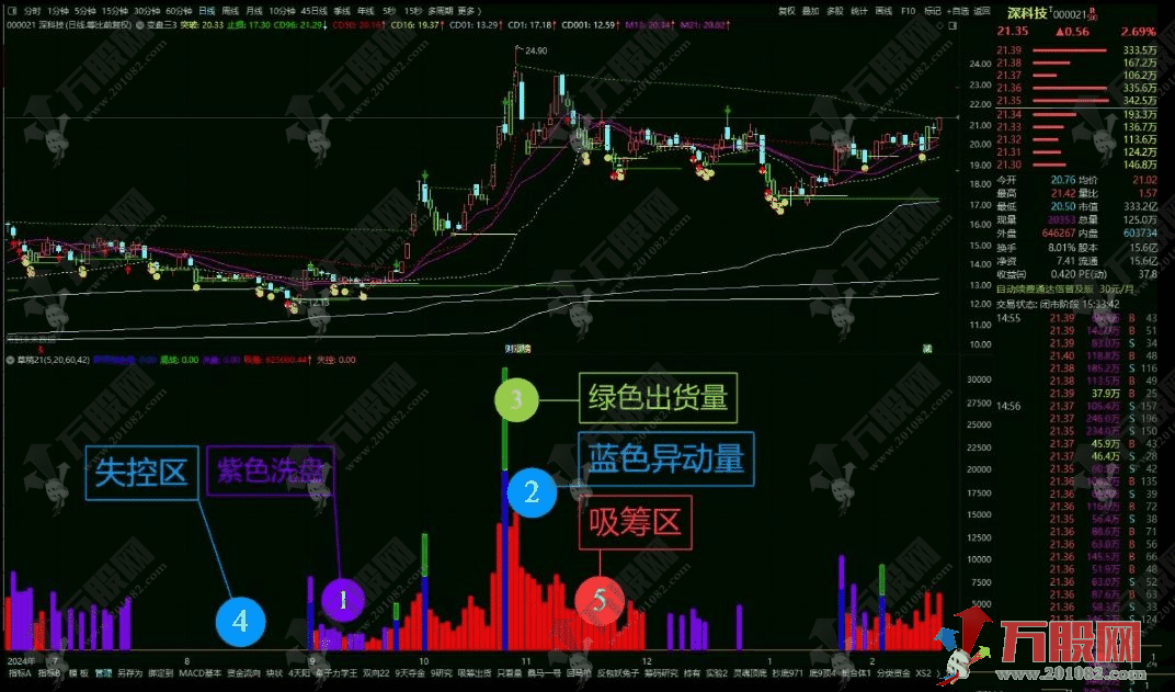 通达信【DS量能】副图指标 区域化利用deepseek找到分区 明确主力意图