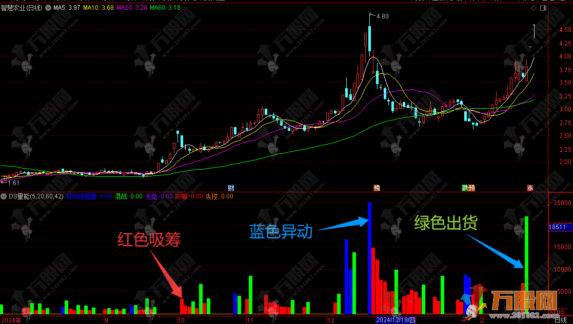 通达信【DS量能】副图指标 区域化利用deepseek找到分区 明确主力意图