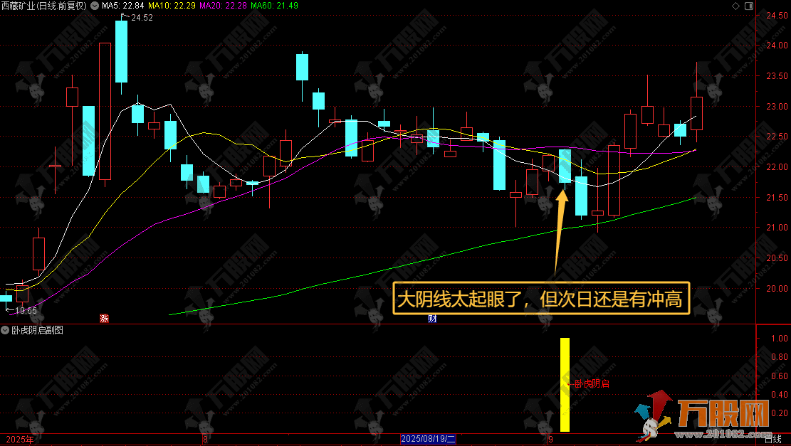 通达信【卧虎阴启】副选指标 提前埋伏启动点，紧盯企稳阴线启动信号