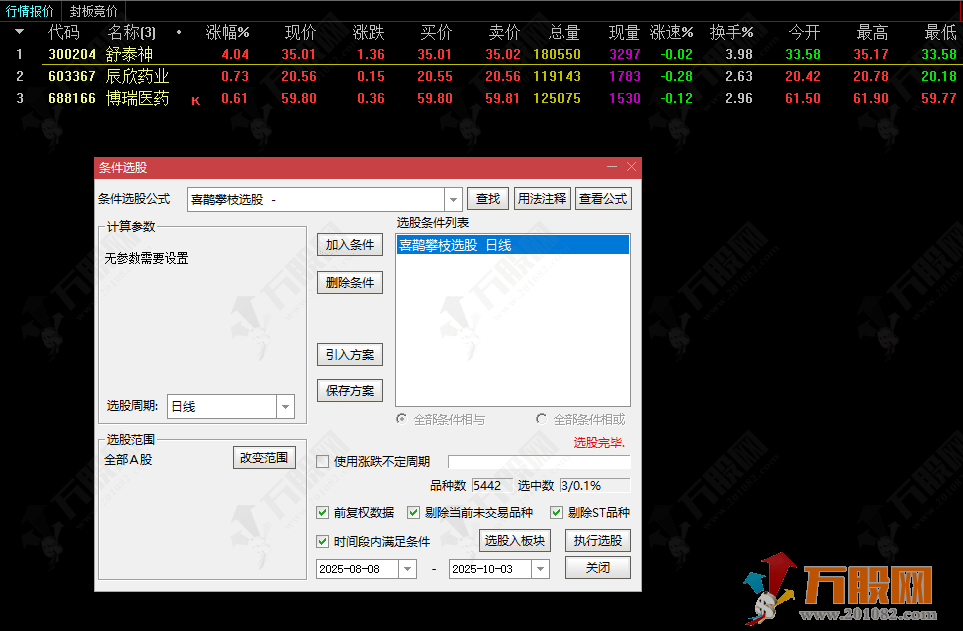 通达信【喜鹊攀枝】主副选指标 借布林线上轨下轨辨趋势